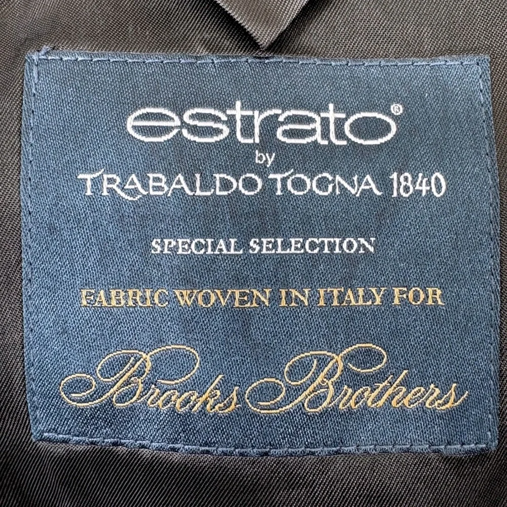 Brooks Brothers Suit Jacket 45R Black 1818 Madison Fit Estrato Italy Wool Blazer